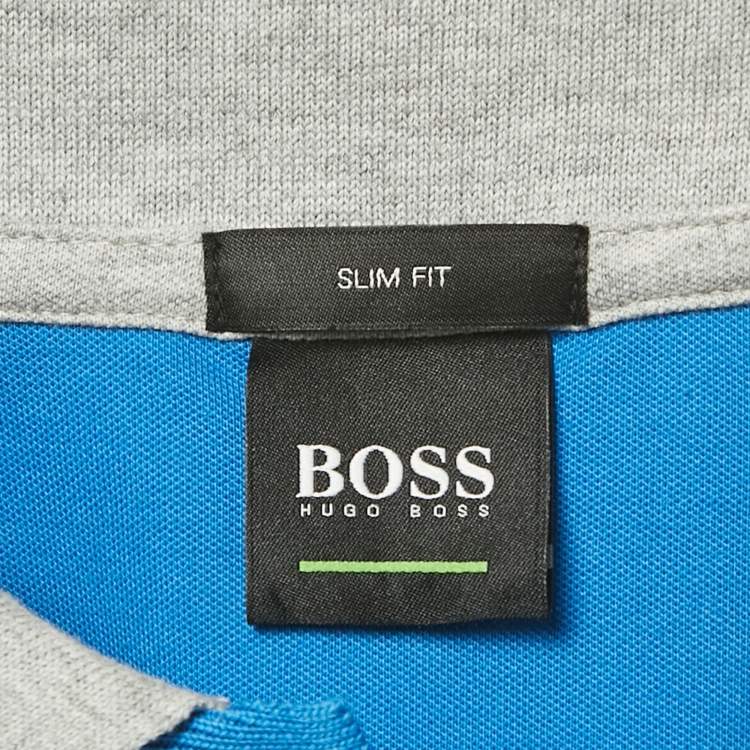 Pre Owned Boss By Hugo Boss Grey Cotton Slim Fit Paul Polo T- Shirt M