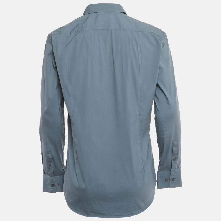 Pre Owned Boss By Hugo Boss Grey Cotton Blend Slim Fit Jonty Shirt L