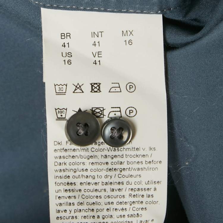 Pre Owned Boss By Hugo Boss Grey Cotton Blend Slim Fit Jonty Shirt L