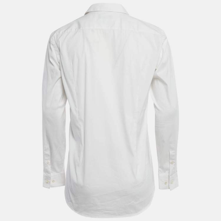 Pre Owned Boss By Hugo Boss White Cotton Blend Slim Fit Isko Shirt L