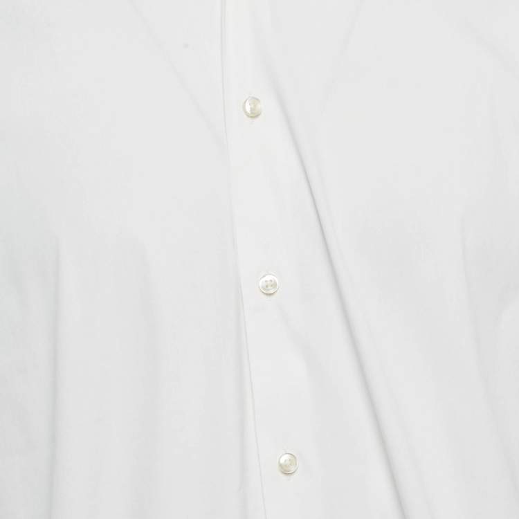 Pre Owned Boss By Hugo Boss White Cotton Blend Slim Fit Isko Shirt L