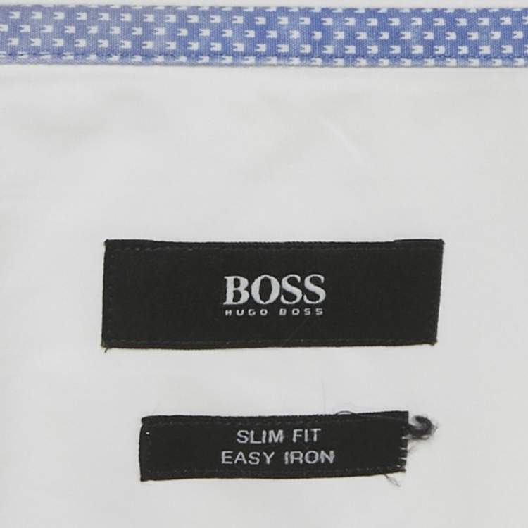 Pre Owned Boss By Hugo Boss White Cotton Slim Fit Shirt L