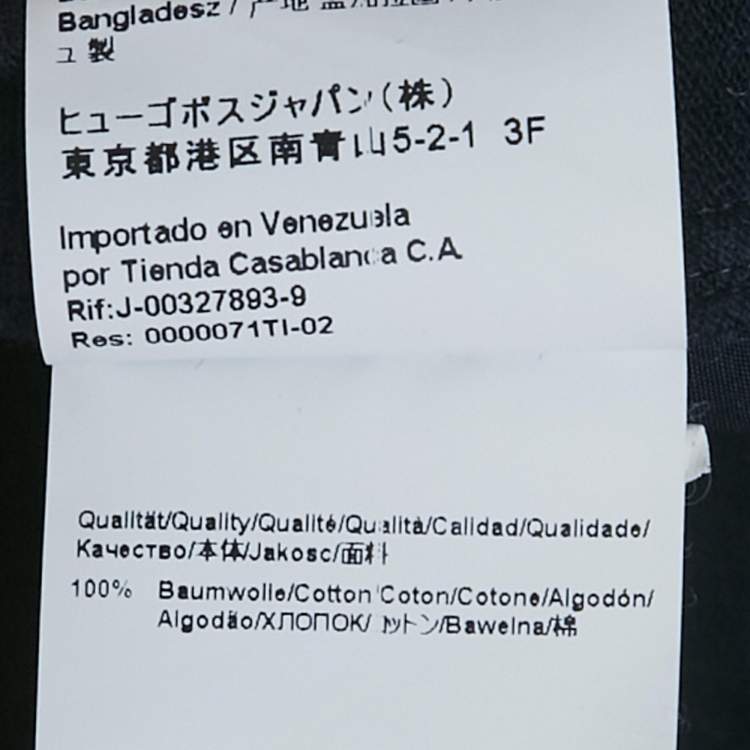 Pre Owned Boss By Hugo Boss Navy Blue Cotton and Knit Trim Slim Fit Shirt L