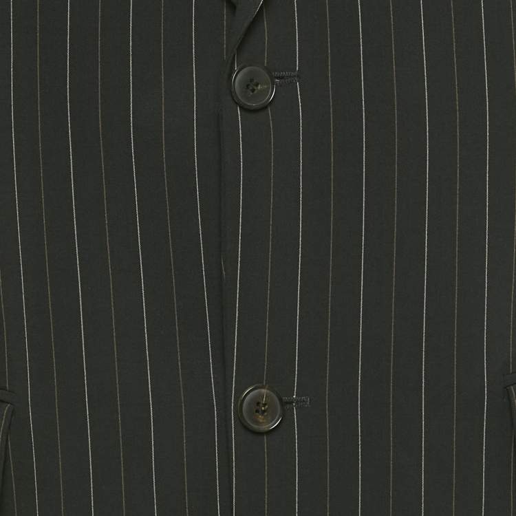 Pre Owned Boss By Hugo Boss Black Striped Wool Single Breasted Blazer L