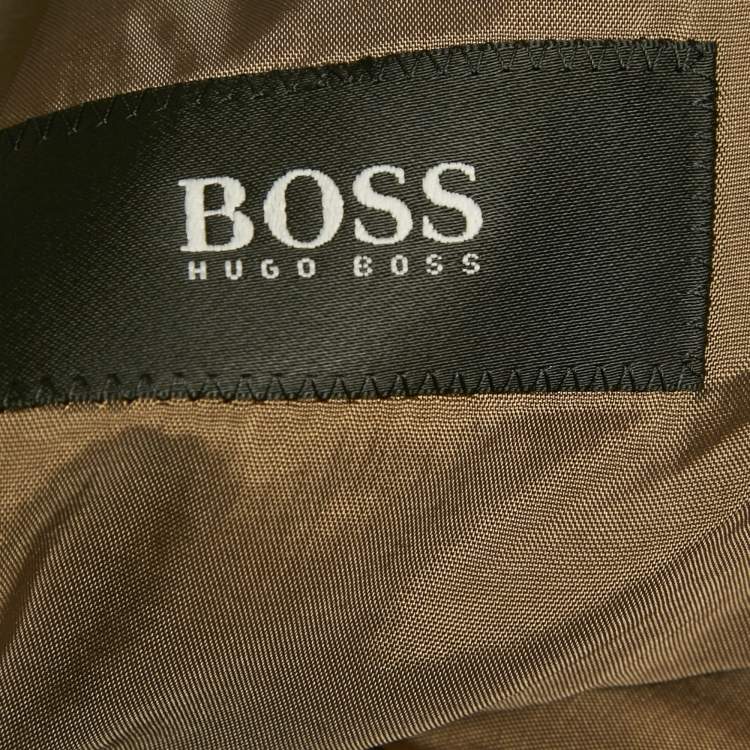 Pre Owned Boss By Hugo Boss Black Striped Wool Single Breasted Blazer L