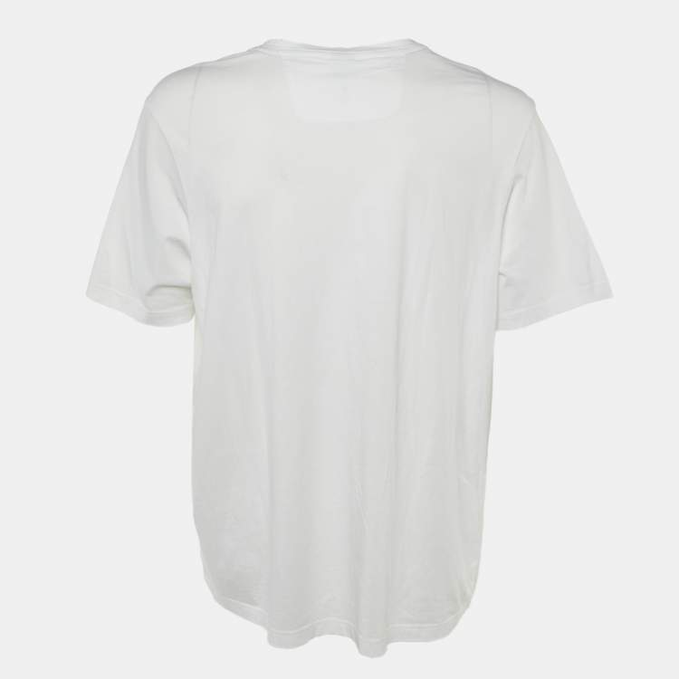 Pre Owned Boss By Hugo Boss White Printed Cotton Tee 1 T-Shirt XXXL