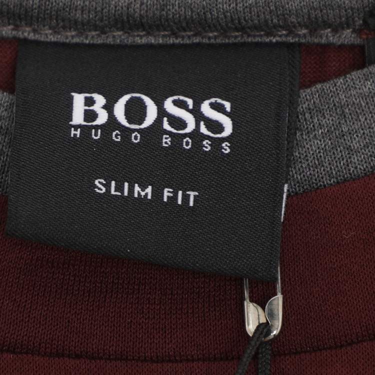 Pre Owned Boss By Hugo Boss Burgundy Knit Slim Fit Sweater S