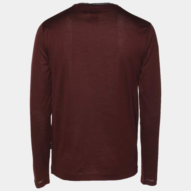 Pre Owned Boss By Hugo Boss Burgundy Knit Slim Fit Sweater S