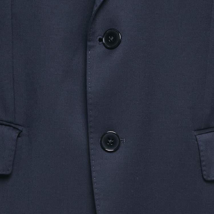 Pre Owned Boss By Hugo Boss Navy Blue Wool Pants & Suit Set L/M