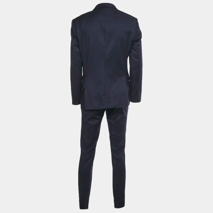 Pre Owned Boss By Hugo Boss Navy Blue Wool Pants & Suit Set L/M
