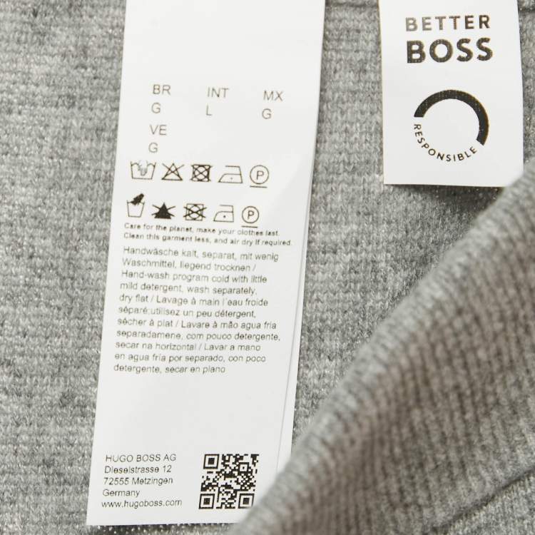 Pre Owned Boss By Hugo Boss Grey Wool Trousers L