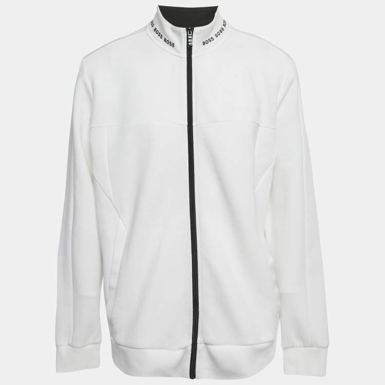 Pre Owned Boss By Hugo Boss White Jersey Zip-Up Skaz 1 Jacket XXL