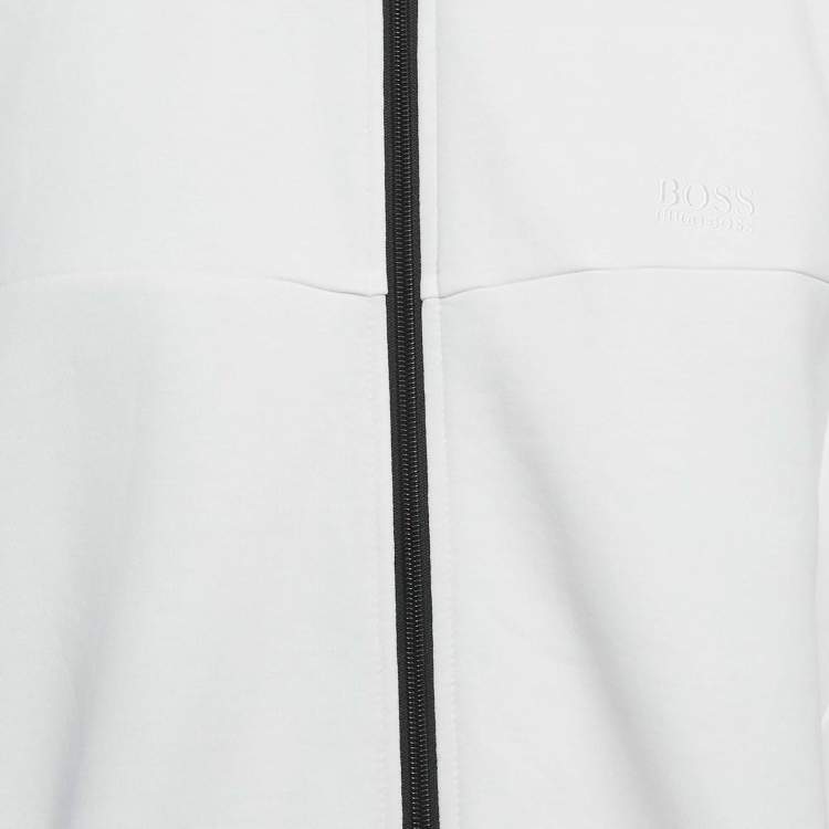 Pre Owned Boss By Hugo Boss White Jersey Zip-Up Skaz 1 Jacket XXL