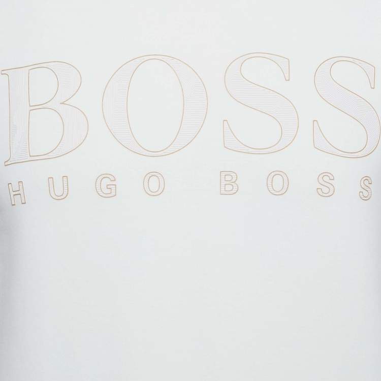Pre Owned Boss By Hugo Boss White Logo Applique Cotton Blend Salbo Iconic Sweatshirt XS