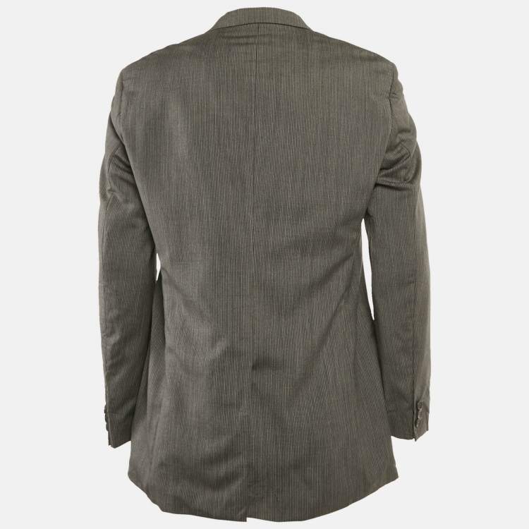 مملوكة مسبقًا Boss By Hugo Boss Grey Pinstripe Wool Regular Fit Blazer L