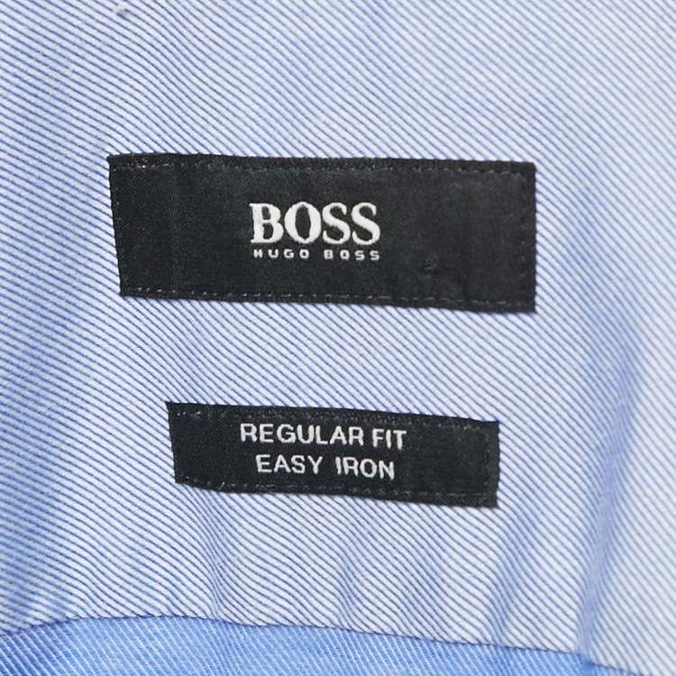 مملوكة مسبقًا Boss Hugo Boss Blue Gabardine Regular Fit Shirt S