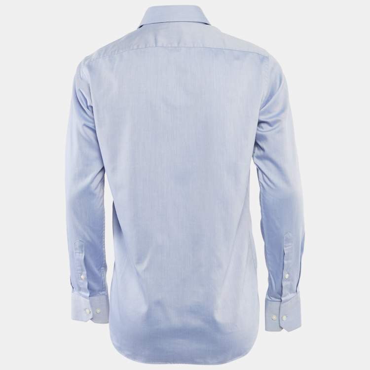 مملوكة مسبقًا Boss Hugo Boss Blue Gabardine Regular Fit Shirt S