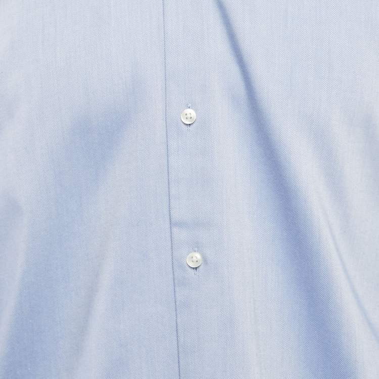 مملوكة مسبقًا Boss Hugo Boss Blue Gabardine Regular Fit Shirt S