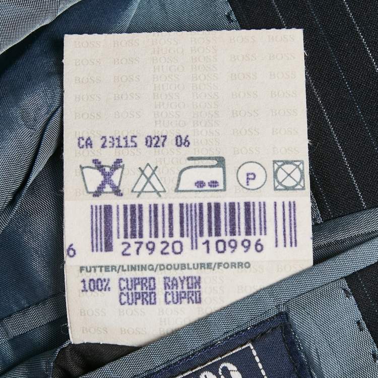 مملوكة مسبقًا Boss By Hugo Boss Navy Blue Pinstripe Wool Regular Fit Blazer L