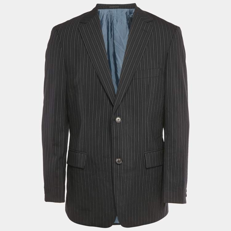 مملوكة مسبقًا Boss By Hugo Boss Navy Blue Pinstripe Wool Regular Fit Blazer L