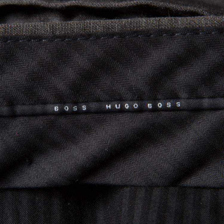 Pre Owned Boss By Hugo Boss Grey Wool Blend Tailored Trousers XXL