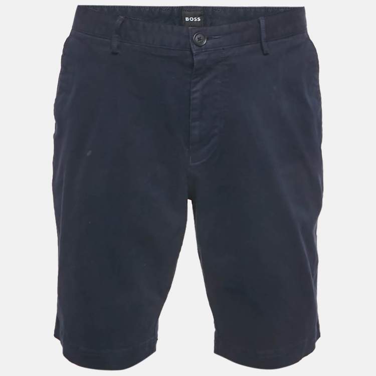 Pre Owned Boss By Hugo Boss Navy Blue Cotton Slice Shorts L