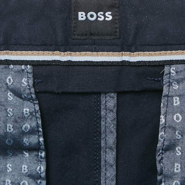 Pre Owned Boss By Hugo Boss Navy Blue Cotton Slice Shorts L