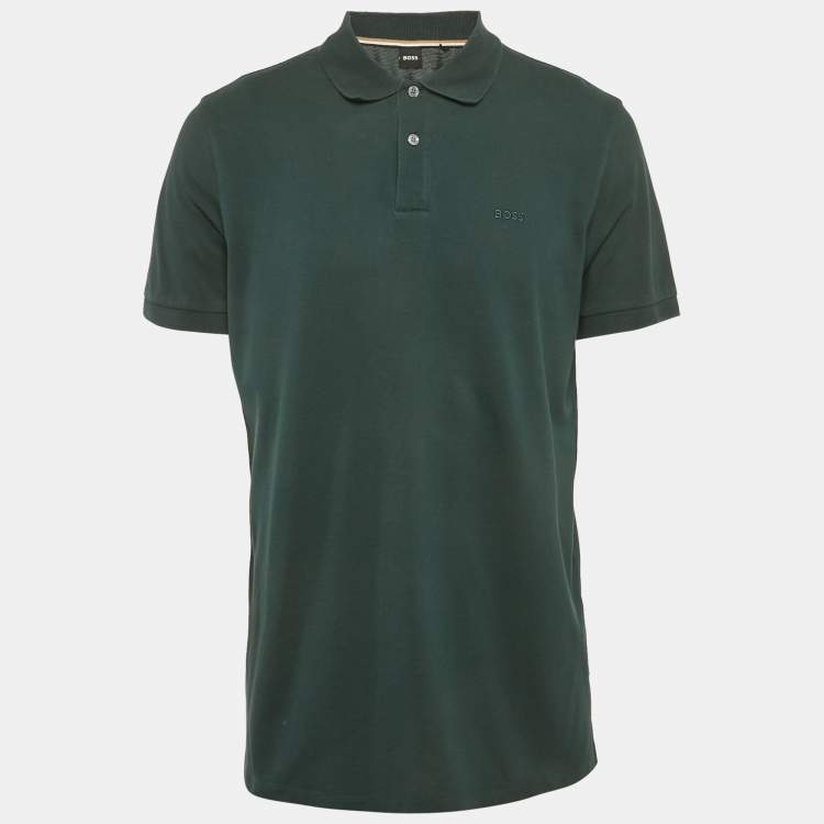 Pre Owned Boss By Hugo Boss Dark Green Cotton Pique Pallas Polo T-Shirt XL