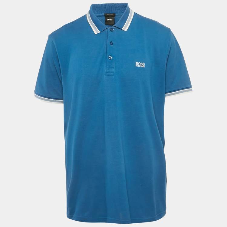 مملوكة مسبقًا Boss by Hugo Boss Blue Cotton Paddy Polo T-Shirt XXL