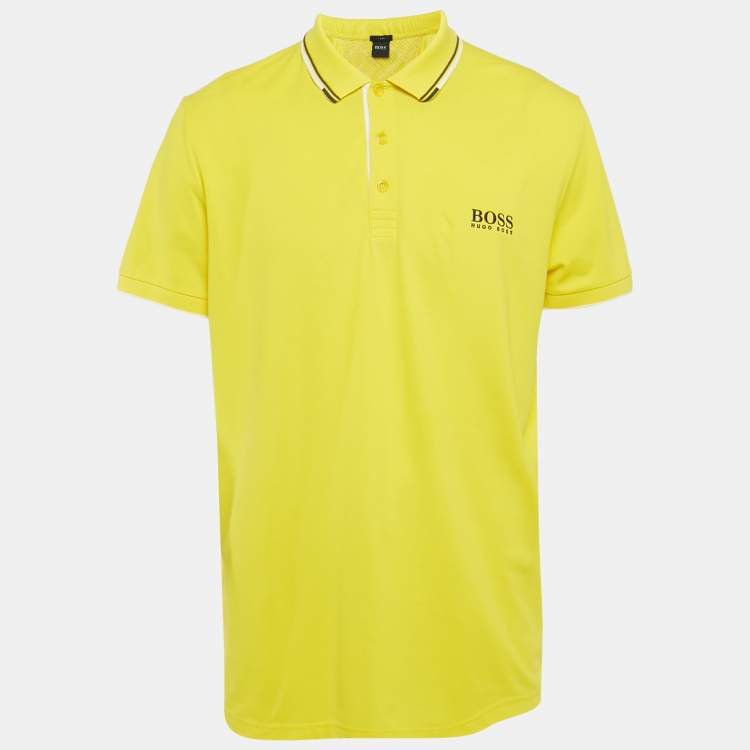 Pre Owned Boss By Hugo Boss Yellow Pique Regular Fit Polo T-Shirt XXL