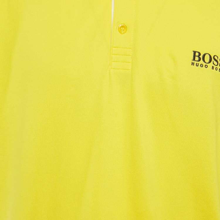 Pre Owned Boss By Hugo Boss Yellow Pique Regular Fit Polo T-Shirt XXL