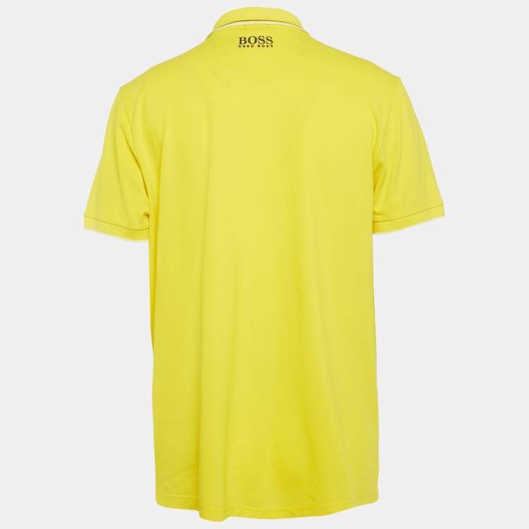 Pre Owned Boss By Hugo Boss Yellow Pique Regular Fit Polo T-Shirt XXL