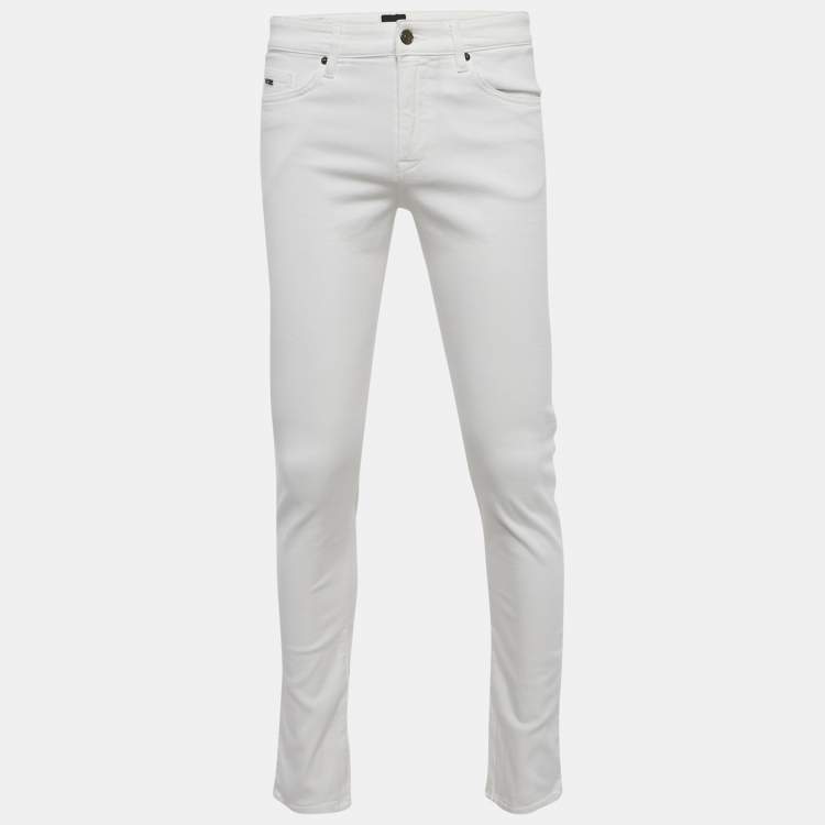 Pre Owned Boss By Hugo Boss White Denim Delaware Slim Jeans M/Waist 31"