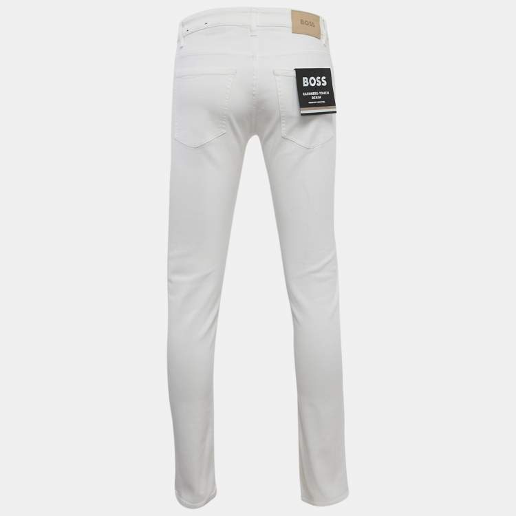 Pre Owned Boss By Hugo Boss White Denim Delaware Slim Jeans M/Waist 31"