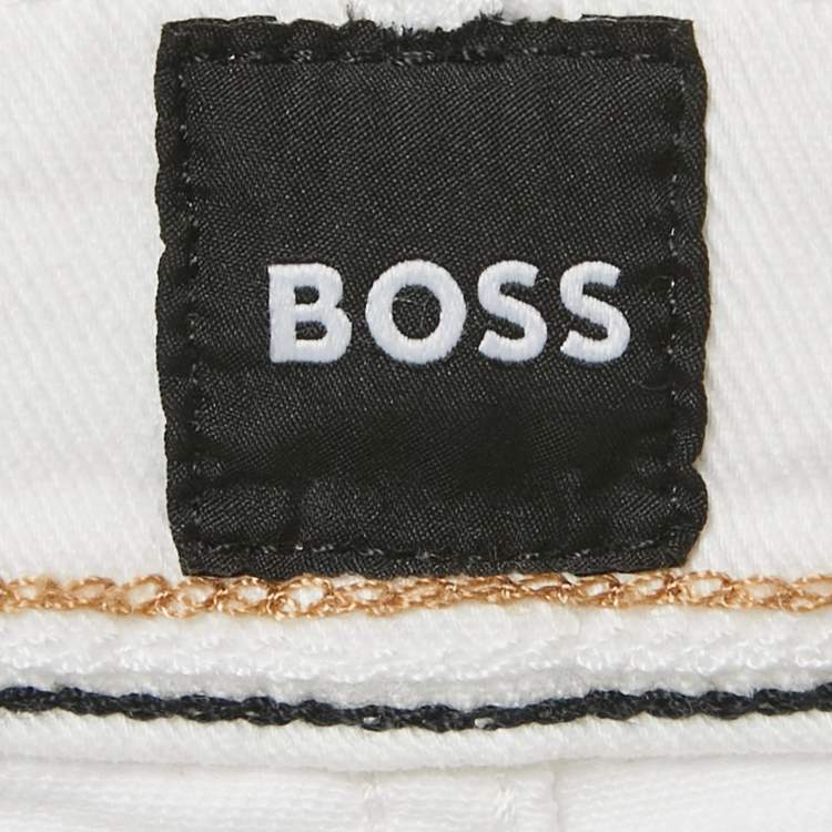 Pre Owned Boss By Hugo Boss White Denim Delaware Slim Jeans M/Waist 31"