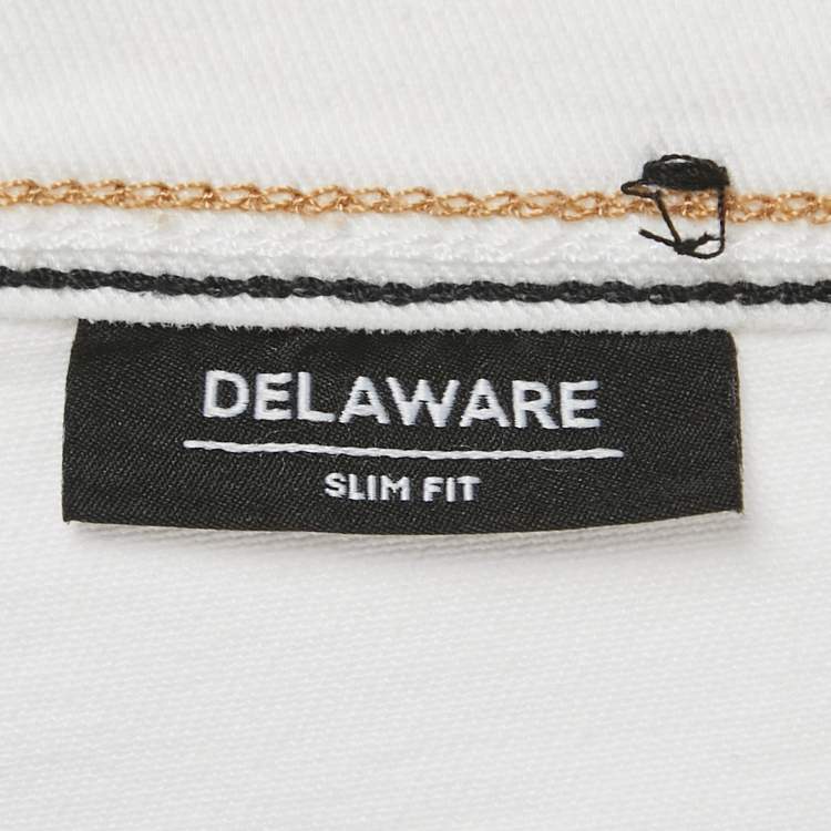 Pre Owned Boss By Hugo Boss White Denim Delaware Slim Jeans M/Waist 31"