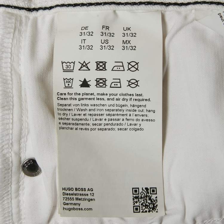 Pre Owned Boss By Hugo Boss White Denim Delaware Slim Jeans M/Waist 31"