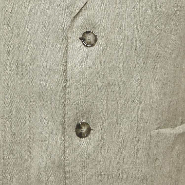 مملوكة مسبقًا Boss By Hugo Boss Light Green Linen Blend Regular Fit Blazer S