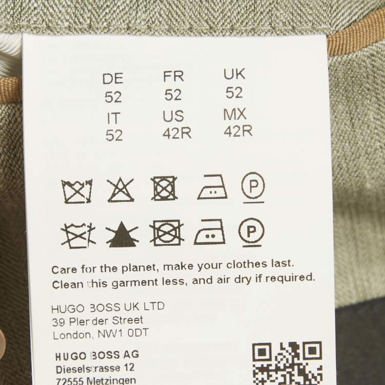 مملوكة مسبقًا Boss By Hugo Boss Light Green Linen Blend Regular Fit Blazer S