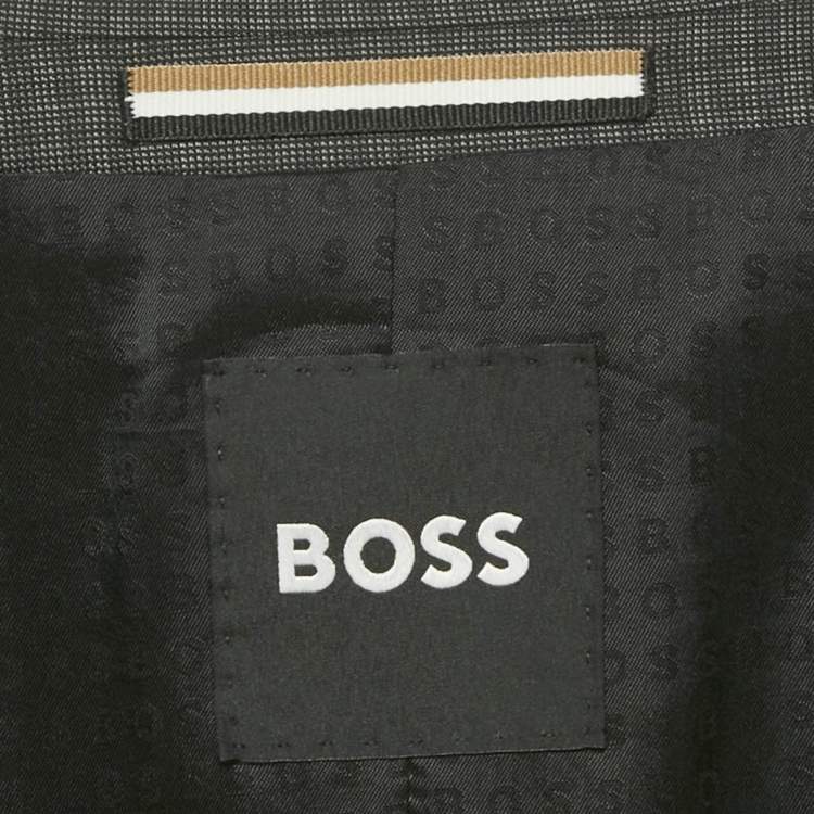 Pre Owned Boss By Hugo Boss Grey Check Wool Blazer & Pant Suit L
