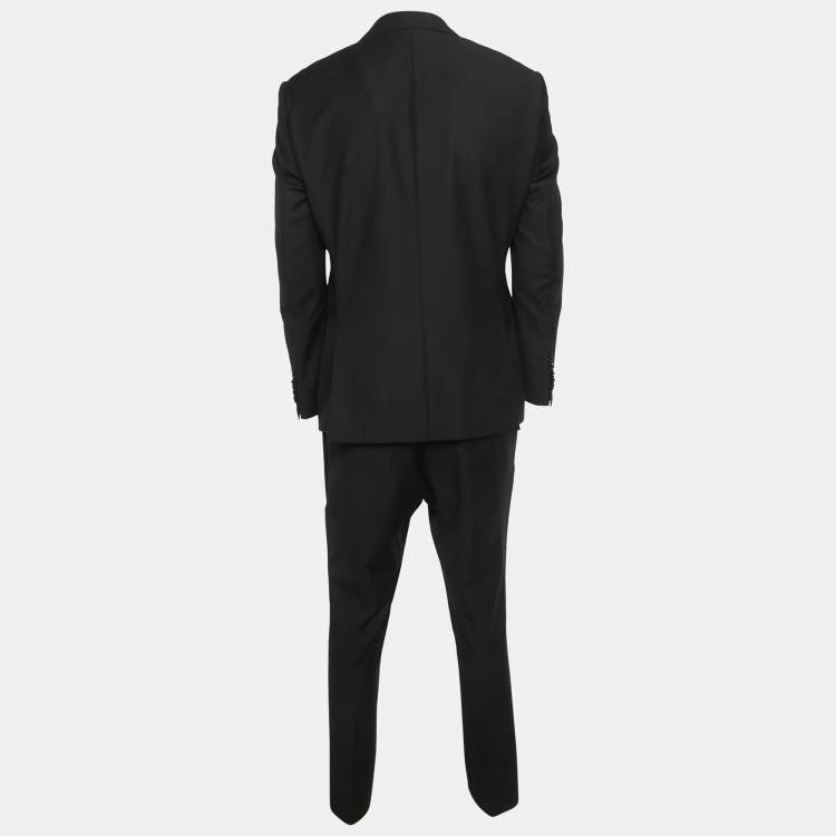 Pre Owned Boss by Hugo Boss Black Wool Blend Blazer and Pant Suit L/M