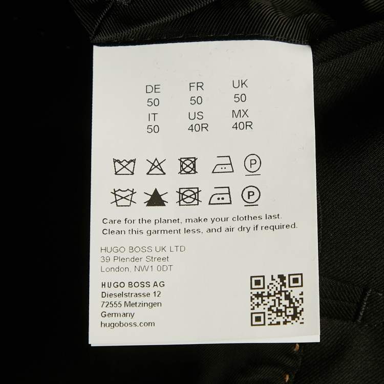 Pre Owned Boss by Hugo Boss Black Wool Blend Blazer and Pant Suit L/M