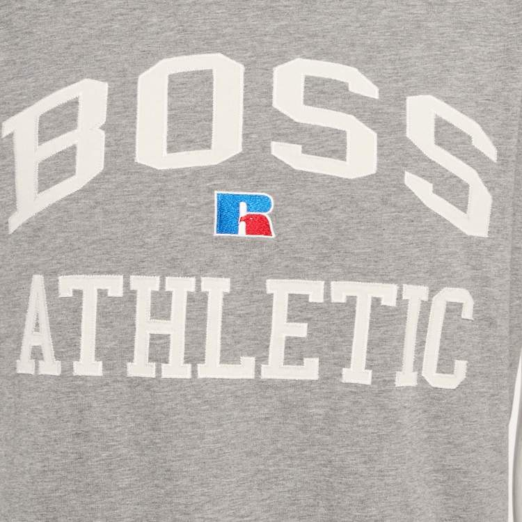 Pre Owned Boss By Hugo Boss Grey Logo Applique Jersey T-Shirt M