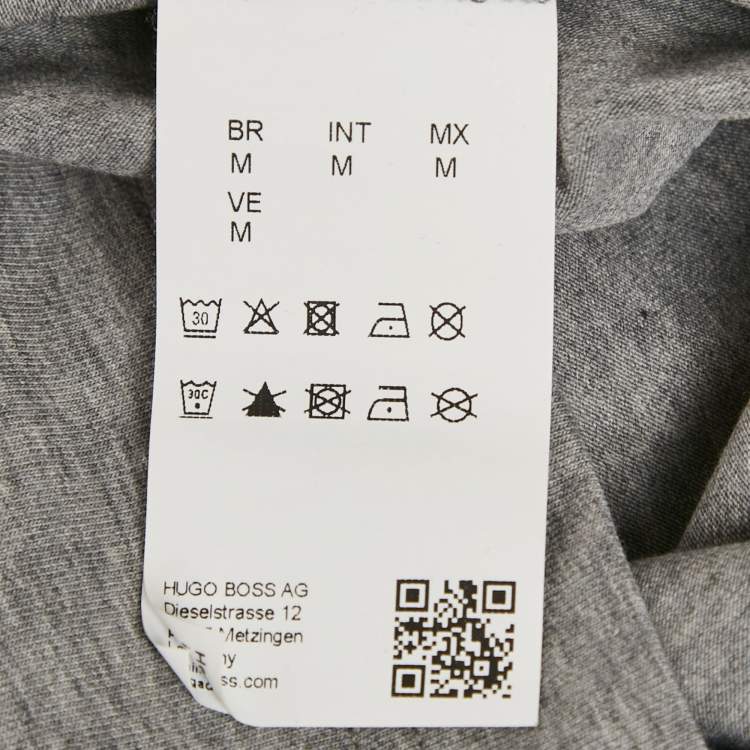 Pre Owned Boss By Hugo Boss Grey Logo Applique Jersey T-Shirt M
