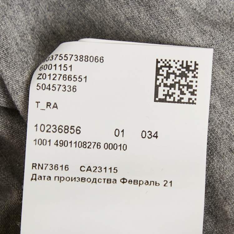 Pre Owned Boss By Hugo Boss Grey Logo Applique Jersey T-Shirt M