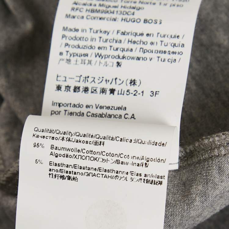 Pre Owned Boss By Hugo Boss Grey Logo Applique Jersey T-Shirt M