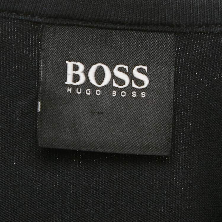 Pre Owned Boss By Hugo Boss Black Logo Print Jersey T-Shirt L