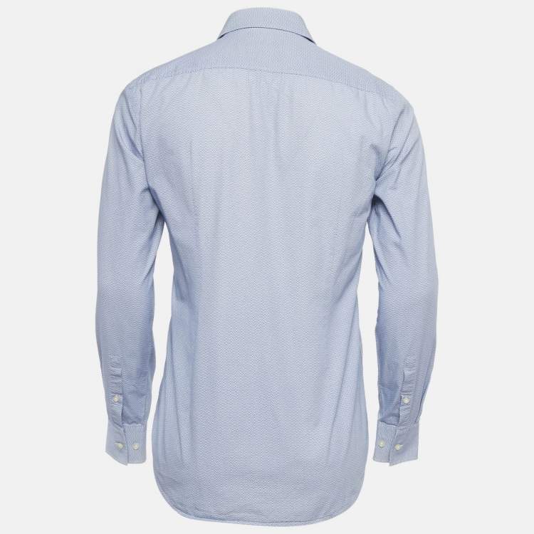 Pre Owned Boss by Hugo Boss Blue Cotton Full Sleeve Slim Fit Shirt S