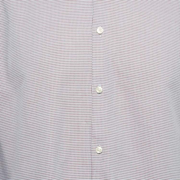 Pre Owned Boss by Hugo Boss Blue & Red Cotton Slim Fit Shirt XL