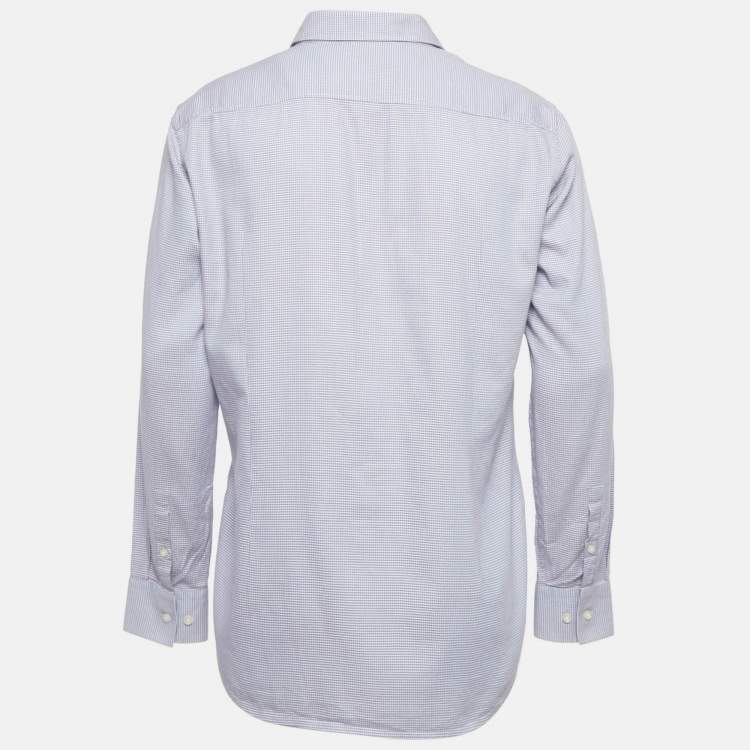 Pre Owned Boss by Hugo Boss Blue & Red Cotton Slim Fit Shirt XL